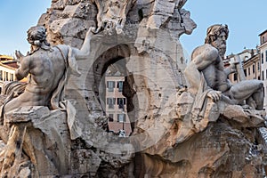 Four Rivers Fountain on Piazza Navona - Rome, Italy