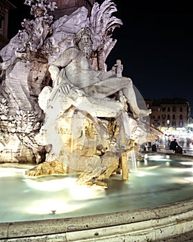 Four Rivers Fountain, Rome, Italy.