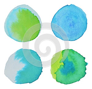 Four round watercolor elements for your design