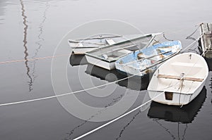 Four Row Boats in Rockport Maine