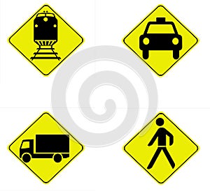 Four safety traffic signs