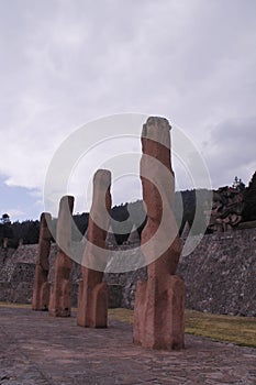 Four Sculptures in Centro Ceremonial Otomi, Estado de Mexico photo