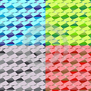 Four Seamless Abstract Geometric Patterns. Set of backgrounds of different colors. Exclusive decorations