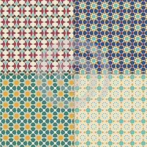 Four seamless color block patterns, background
