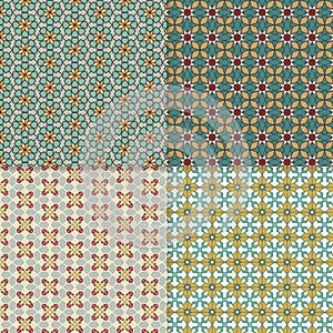 Four seamless color block patterns, background