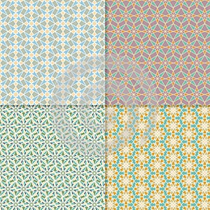 Four seamless color block patterns, background