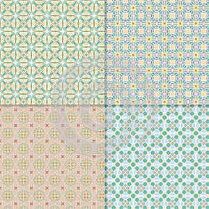 Four seamless color block patterns, background