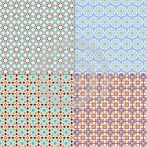 Four seamless color block patterns, background