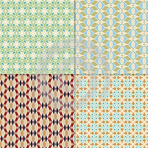 Four seamless color block patterns, background