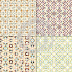 Four seamless color block patterns, background