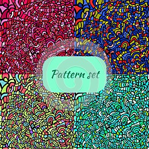 Four seamless colorful pattern set