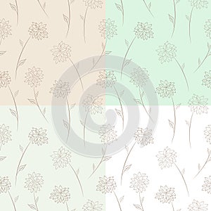 Four seamless floral pattern set.