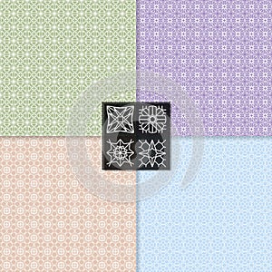 Four seamless line patterns, backgrounds