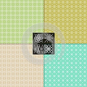 Four seamless line patterns, backgrounds
