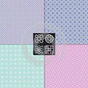 Four seamless line patterns, backgrounds