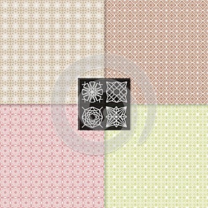 Four seamless line patterns, backgrounds