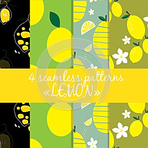 Seamless patterns collection with lemons