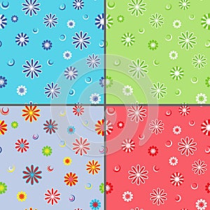 Four seamless vector patterns with chamomile flowe