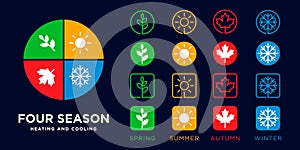 four season element design vector
