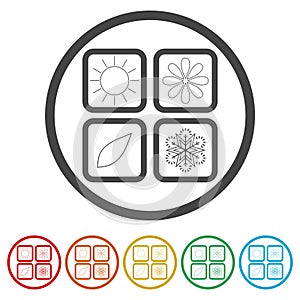 Four season ring icon, color set