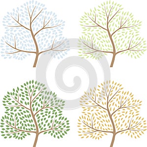 Four season trees, vector illustration of abctract