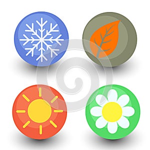 Four season vector icon set, seasonal button with glassy lustre photo