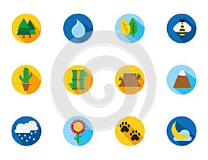 Four season weather related block icons set