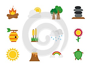 Four season weather related icons set