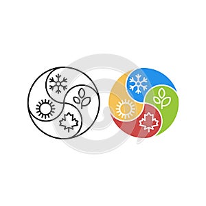 Four season, winter, summer, autumn, spring . Vector logo icon template