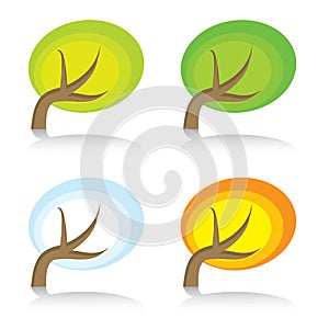 Four seasonal icons with tree