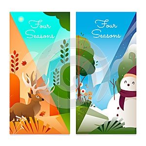 Four seasons banners in gradient style