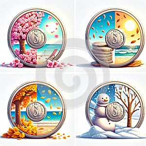Four Seasons Circular Coin Design