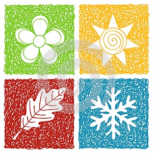 Four seasons doodle icons