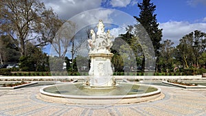 Four Seasons Fountain in the gardens of Marques de Pombal Palace, Oeiras, Lisbon, Portugal