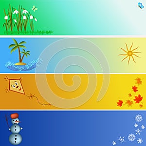 Four seasons illustration banners