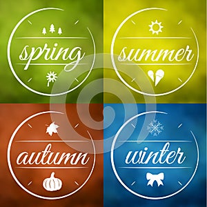 Four seasons labels vector