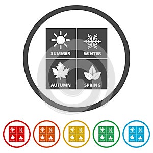Four seasons, season icon, 6 Colors Included