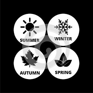 Four seasons, season icon on dark background