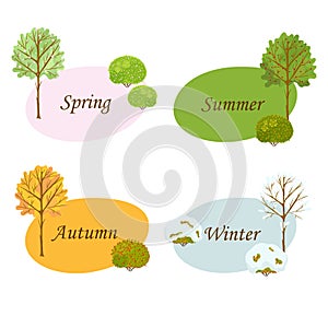 Four seasons set with trees