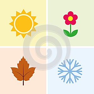 Four seasons summer spring autumn winter calendar