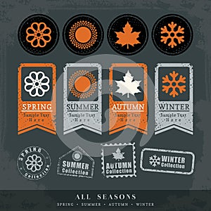 Four seasons symbol vector stamp label