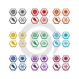Four seasons symbols icon isolated on white background. Set icons colorful