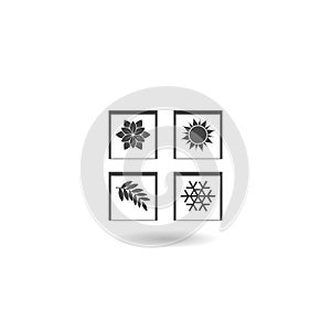 Four seasons symbols icon with shadow