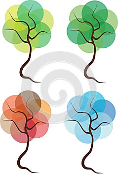 Four seasons trees illustration