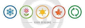 four seasons winter spring summe fall icon set