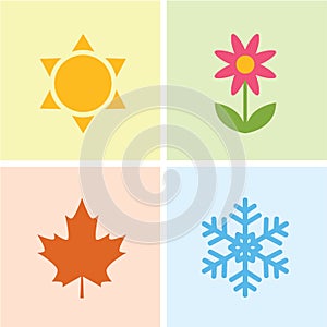 four seasons winter spring summe fall icon set