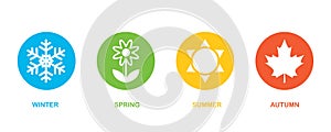 four seasons winter spring summe fall icon set