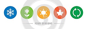 four seasons winter spring summe fall icon set