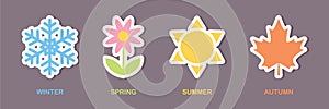 four seasons winter spring summe fall icon set
