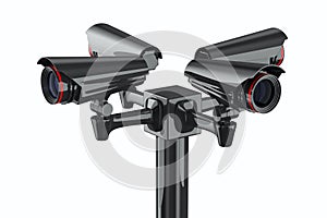 Four security camera on white background